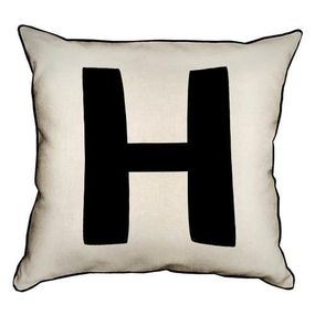 Подушка с мешковины Английская буква H 45x45 см (45PHB_ABC016_WH)