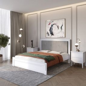 Двоспальне дерев'яне ліжко Mebigrand Торонто Т4 Сіро-блакитний (S2010R80B)/Аляска 93 (сірий) 180х190 см (MBG-9135)