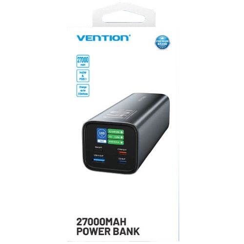 УМБ Vention 27000mAh 140W 5A PD,QC3.0, 2xUSB-C, USB-A, LED Display, Gray | Зображення 2