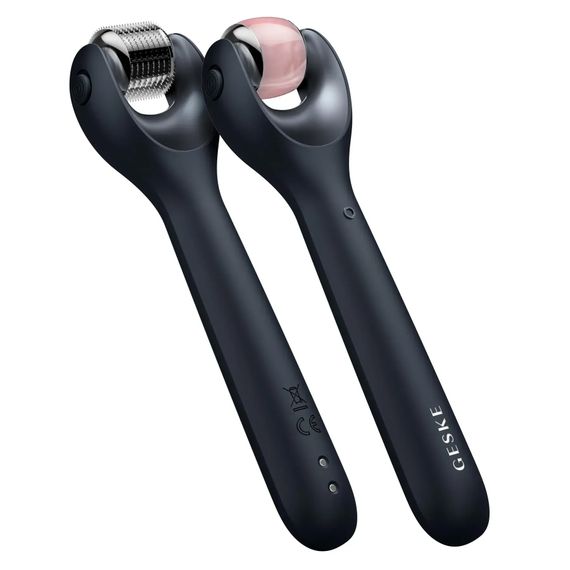 Электронный роллер для лица с микроиглами GESKE MicroNeedle Face Roller 9в1 gray, Черный | Зображення 5