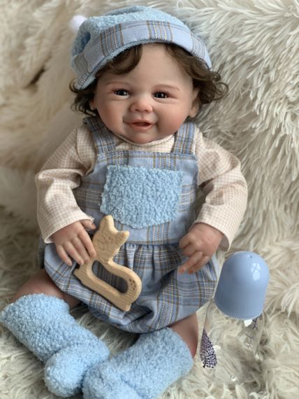 Коллекционная Силиконовая Кукла Реборн Анатомический Новорождённый Пупс Мальчик Марик с Волосами (Виниловая Кукла) 45 см | Зображення 3