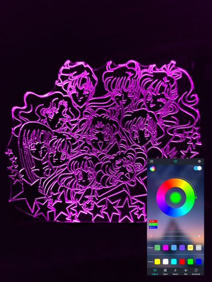 Акриловий світильник-нічник керування з телефона Зірки Сейлор Мун tty-n000897