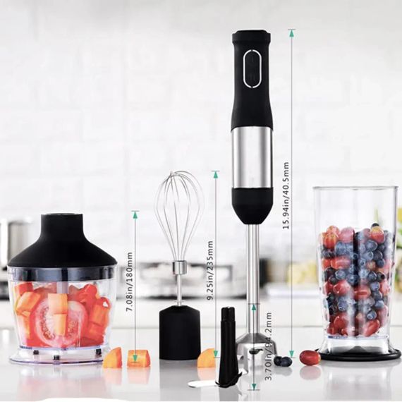 Блендер ручний 5 в 1 на 1500 Вт із подрібнювачем і насадками міксер і спінювач молока 20 швидкостей Zepline | Зображення 5