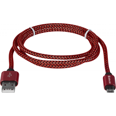 Дата кабель USB 2.0 AM to Micro 5P 1.0m USB08-03T red Defender (87801) | Зображення 1