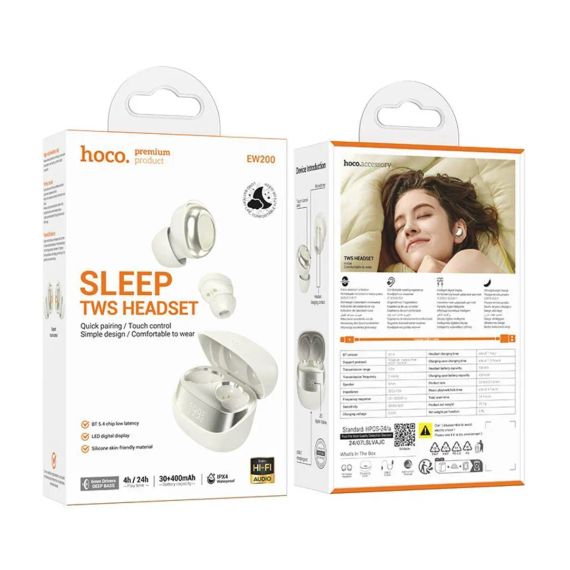Навушники HOCO EW200 Elegant true wireless sleep BT headset Milky White | Зображення 2