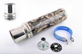 Глушитель (тюнинг)   300*90mm, креп. Ø48mm   (нержавейка, змеиная кожа, прямоток, тип:5)