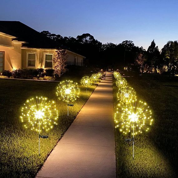 Садовый фонарь на солнечной батарее Одуванчик (1 шт) 90 LED, Теплый белый / Лед светильник для сада на ножке | Зображення 6