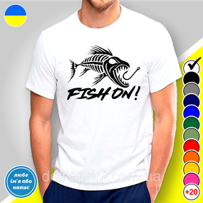 Футболка з принтом для рибалок "Fish On"
