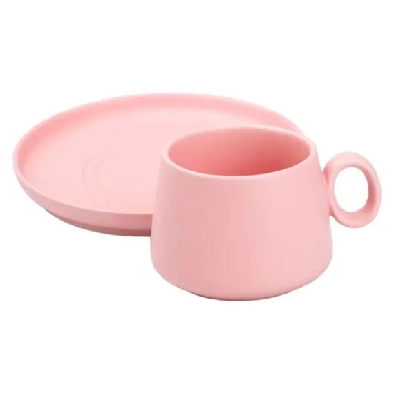 Чашка з блюдцем порцелянова 300 мл Рожева HP7209P | Зображення 2