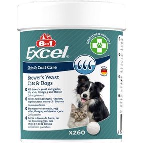 Вітаміни 8in1 Excel Brewers Yeast для собак і кішок, пивні дріжджі з часником, для шкіри та шерсті 260 шт.