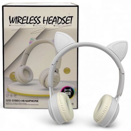 Навушники бездротові, підсвічування, Bluetooth, (БІЛІ)