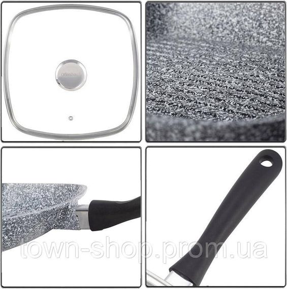 Сковорода-гриль Ofenbach Snow Marble 30см с крышкой и антипригарным покрытием, квадратная NB-100507 | Зображення 4