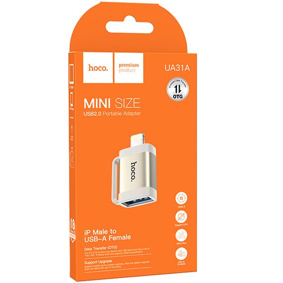 Перехідник Hoco UA31A OTG Lightning male to USB female Gray | Зображення 4