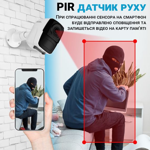 Автономная уличная WiFi камера видеонаблюдения Camsoy F1, с датчиком движения и ночным видением, White | Зображення 7