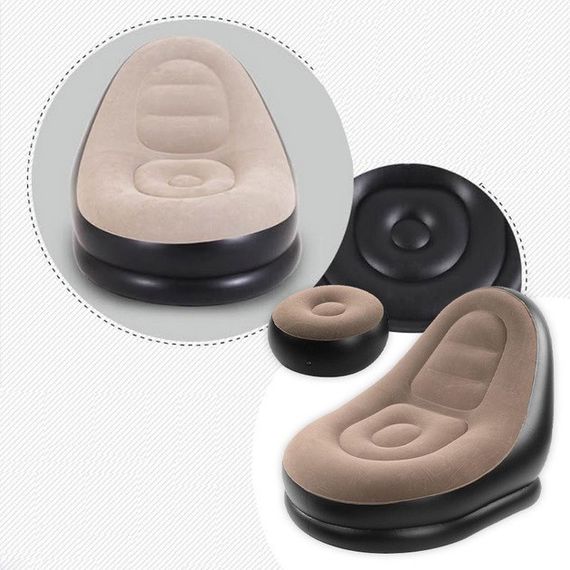 Надувное кресло с пуфом для отдыха AIR SOFA велюровое | Зображення 8