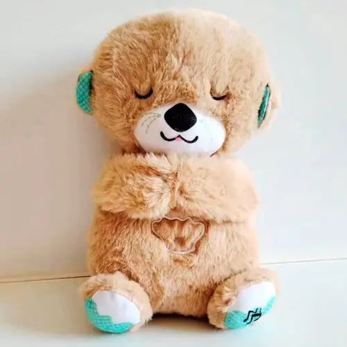 голубая Дыхающая плюшевая игрушка выдра со светом и звуком | Зображення 2