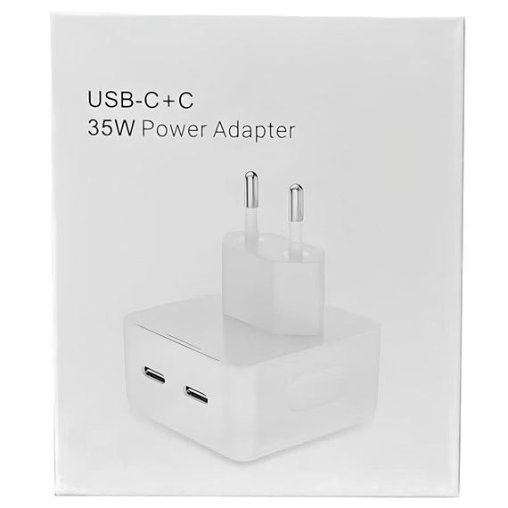 СЗУ 35W Dual Mini Power Adapter for Apple (2USB-C) (AA) (box) White | Зображення 2