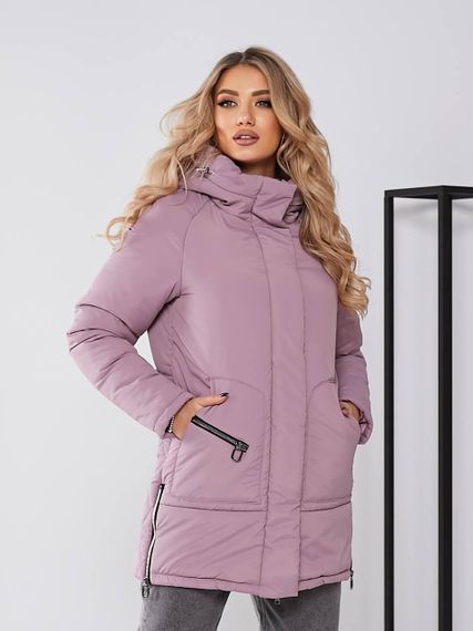 Жіноча зимова куртка з капюшоном, арт. 509, пудра