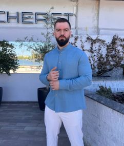 Сорочка чоловіча з мусліну 32762 XXL блакитна