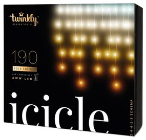 Гірлянда Smart LED Twinkly Icicle AWW 190, Gen II, IP44, довжина 5м, кабель прозорий (TWI190GOP-TEU)
