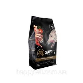 Корм Savory Adult All Breeds для собак всех пород (утка и кролик), холистик, 3 кг