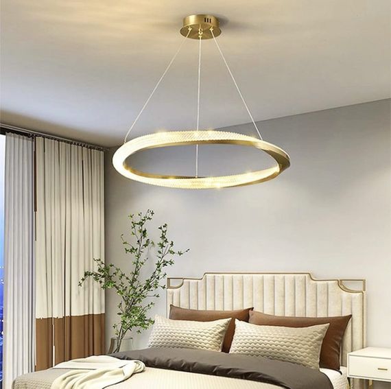 Люстра світлодіодна підвісна LED світильник для квартири на стелю лед 26916 Золото 30-130х60х60 см. | Зображення 1