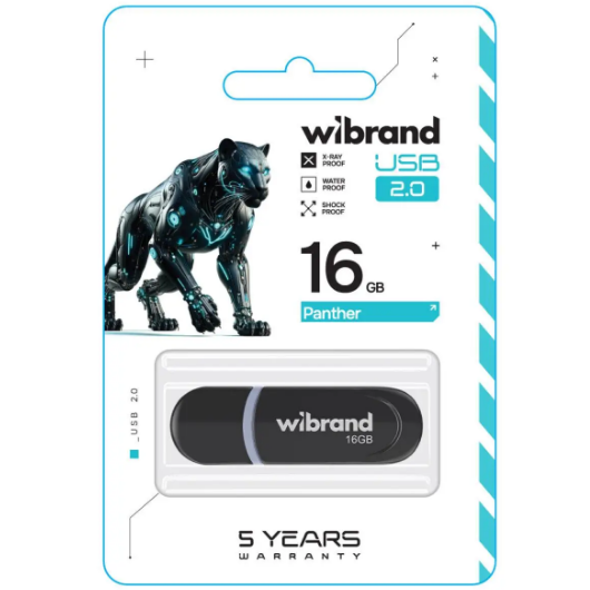 Флешка 16Гб USB 2.0 чорний Panther Wibrand | Зображення 1