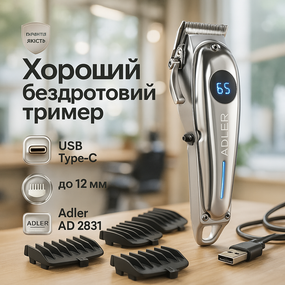 Машинка для стрижки хорошая Adler, Машинка для стрижки волос с различными насадками ML-48