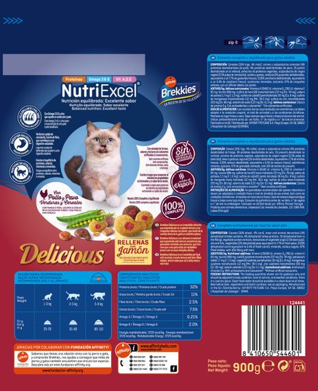 Сухой корм с мясом для котов Brekkies Cat Delicious Meat, 900 гр | Зображення 1