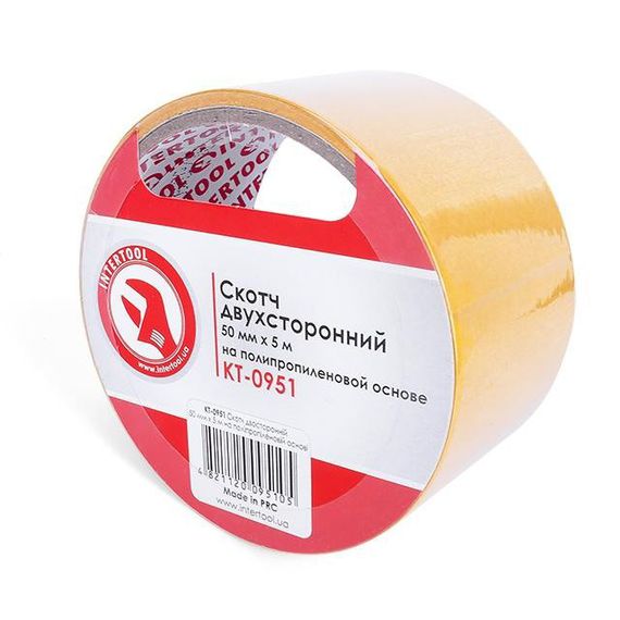 Скотч двосторонній 50 мм*5 м на поліпропіленовій основі INTERTOOL KT-09511 | Зображення 2