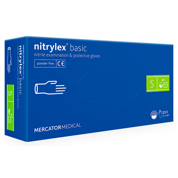 Сині нітрилові рукавички Nitrylex Basic Mercator, розмір S