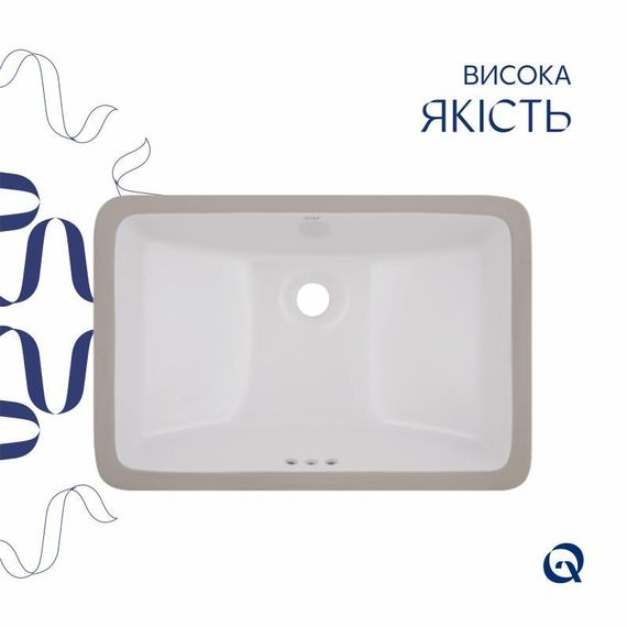 Комплект Qtap Stork: Раковина врізна прамокутна 535x365x190 мм White + Донний клапан PU02O | Зображення 3