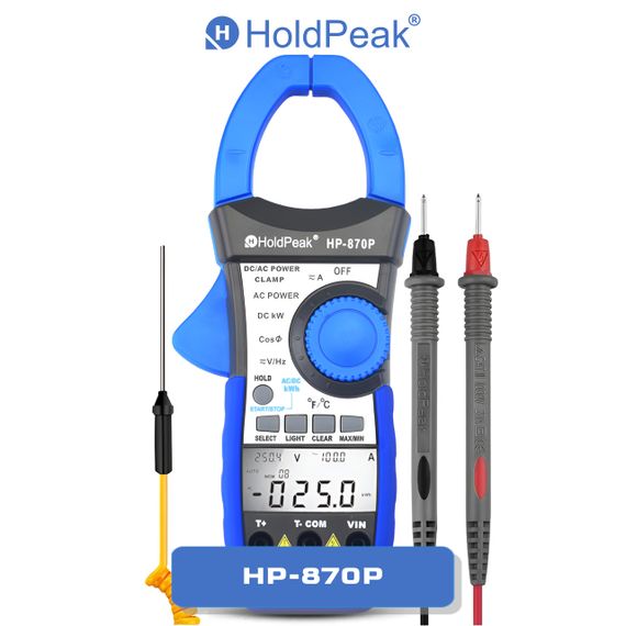 Мультиметр HoldPeak HP-870P кліщі струмовимірювальні цифрові (TrueRMS 6000 відліків 1000A 1000В AC/DC 1000°C 10МГц)