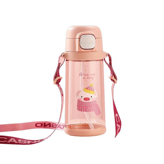 Пляшка для води CASNO 690 мл KXN-1219 Рожева (Свинка) з соломинкоюTRITAN | Зображення 8