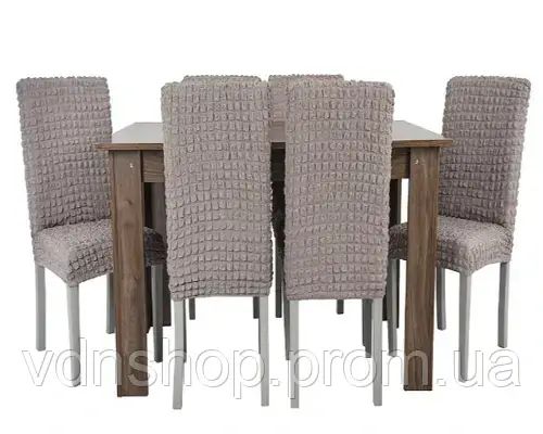 Комплект чехлов на стулья без оборки 6 штук (капучино) | Зображення 3