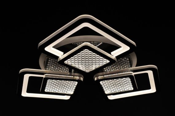 Люстра світлодіодна стельова LED світильник для квартири на стелю лед з пультом 26038 Чорний 9х49х49 см. | Зображення 3