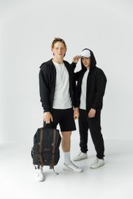 Чоловічий костюм худі з шортами колір чорний р.XL 438393