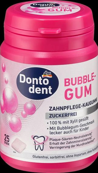 Dontodent Жевательная резинка для ухода за зубами вкус сладко-фруктовый, без аспартама и без сахара, 25 шт. | Зображення 1
