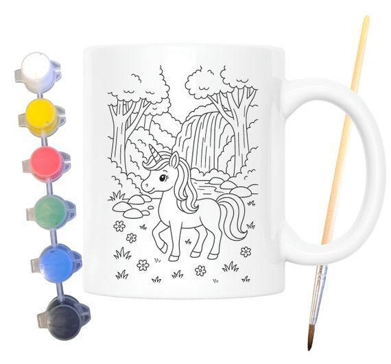 Набор для творчества кружка раскраска Единорог в лесу 330 мл белая (КР0135) | Зображення 1