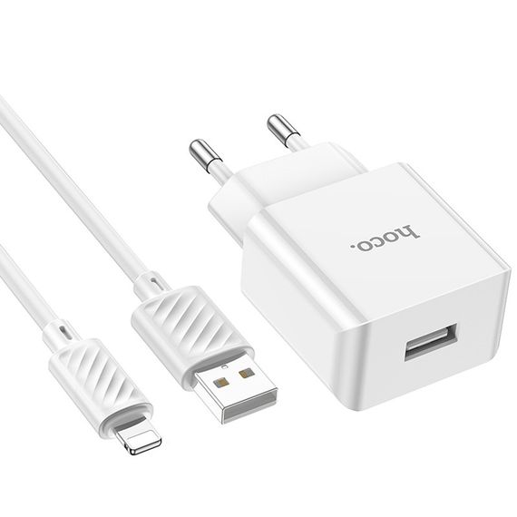 МЗП Hoco C106A Leisure 10.5W (1USB-A) + кабель USB to Lightning White | Зображення 3