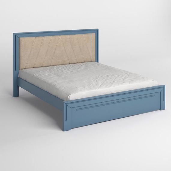 Двоспальне дерев'яне ліжко Mebigrand Торонто Т2 Сіро-синій (S7010R90B)/Аляска 23 (бежевий) 180х190 см (MBG-8492) | Зображення 1