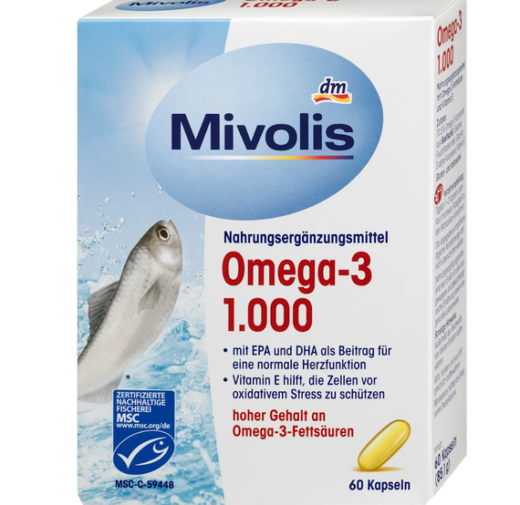 Омега 3 рибячий жир Mivolis  Omega-3 1.000, Kapseln 60 St., 85 g