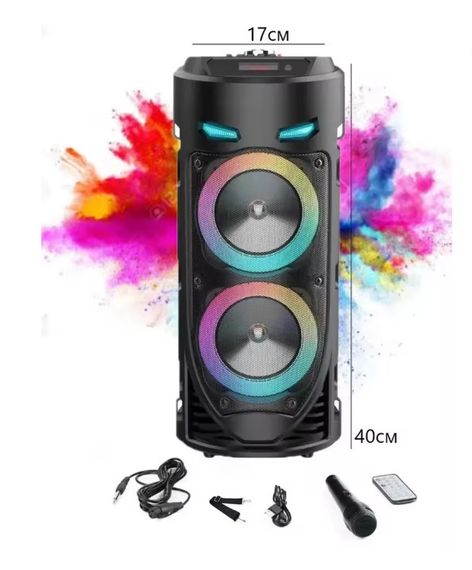 Портативная Bluetooth-колонка Sing-e ZQS4239 с LED-подсветкой / Беспроводная колонка для вечеринок с микрофоном 30W | Зображення 3