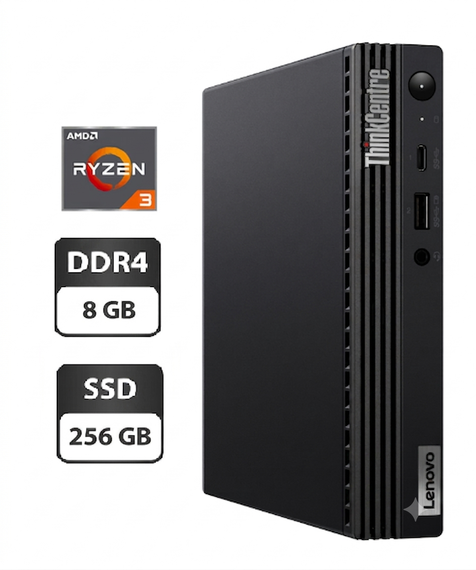 Неттоп Lenovo Thinkcentre m75q Gen2 USFF / AMD Ryzen 3 PRO 5350GE (4 (8) ядер по 3.6 - 4.2 GHz) / 8 GB DDR4 / 256 GB SSD / AMD RX Vega 6 / USB 3.1 / Windows 11 / Блок живлення в комплекті б/в