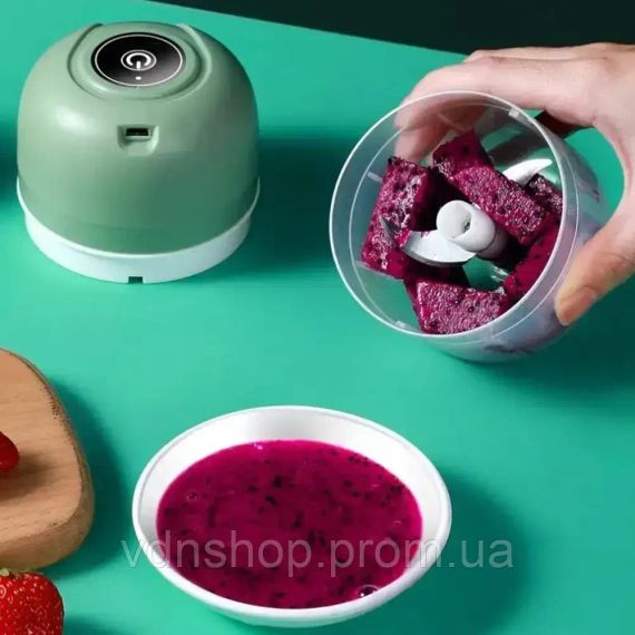 Акумуляторний міні подрібнювач для продуктів 250мл, з USB / Кухонний міні блендер для овочів | Зображення 6