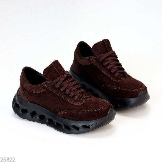 Молодіжні дизайнерські кросівки натуральна замша колір Шоколад | Зображення 1