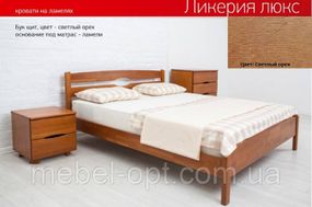 Ліжко полуторне дерев'яне Лікерія Люкс 120х200, колір світлий горіх