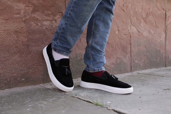 Стильні чоловічі лофери з чорного замшу 40 розмір | Зображення 5