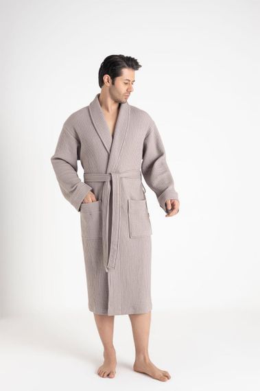 Чоловічий мусліновий халат Nusa 24670 сірий 3XL | Зображення 1