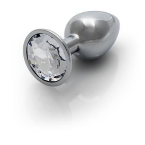 Металева анальна пробка Round Gem, розмір S, сріблясто-білий колір Ouch! (Нідерланди) Sex Aura